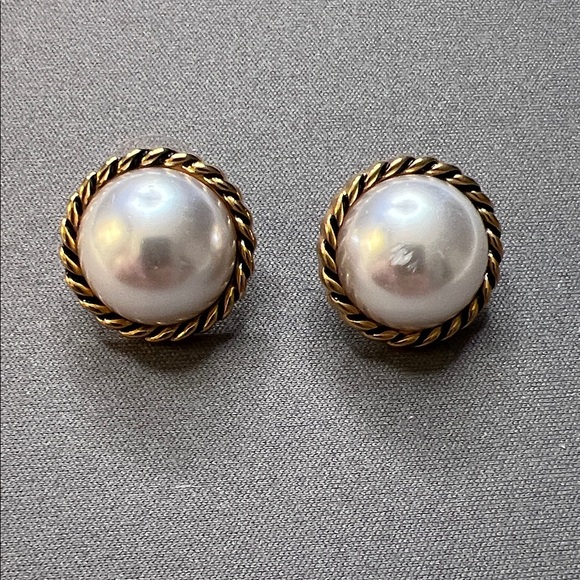 Jewelry - Classic Pearl and Gold-Tone Rope Earrings